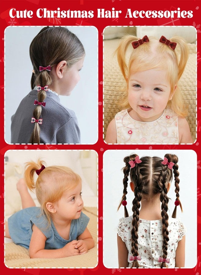 jollybows 20PCS Christmas Red Baby Hair Ties with Bows Small Ponytail Bow Holder Boutique Tiny Rubber Band Elastic Accessories for Kids, Toddlers, and Infants - Image 3